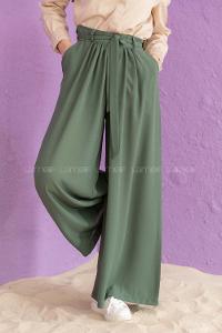 Modalamelif Kuşaklı Salaş Pantolon Haki