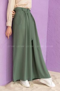 Modalamelif Kuşaklı Salaş Pantolon Haki