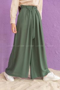 Modalamelif Kuşaklı Salaş Pantolon Haki