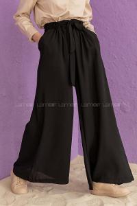 Modalamelif Kuşaklı Salaş Pantolon Siyah