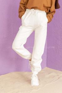 Modalamelif Bel Ve Paça Lastikli Eşofman Ekru