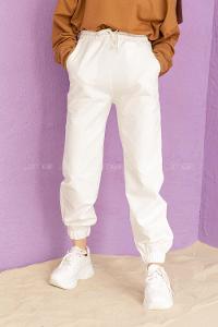 Modalamelif Bel Ve Paça Lastikli Eşofman Ekru