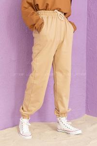 Modalamelif Bel Ve Paça Lastikli Eşofman Sütlü Kahve