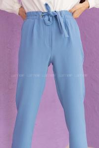Modalamelif Beli Lastikli Havuç Pantolon Açık Mavi
