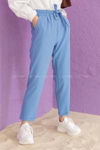 Modalamelif Beli Lastikli Havuç Pantolon Açık Mavi