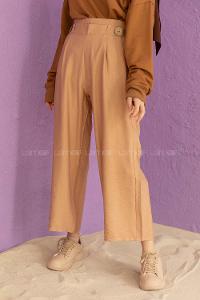 Modalamelif Çift Düğmeli Bilek Boy Pantolon Camel