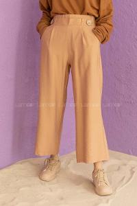 Modalamelif Çift Düğmeli Bilek Boy Pantolon Camel