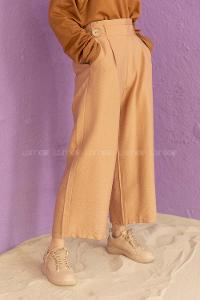 Modalamelif Çift Düğmeli Bilek Boy Pantolon Camel