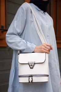 Modalamelif  Eva Fermurlı Çanta Beyaz