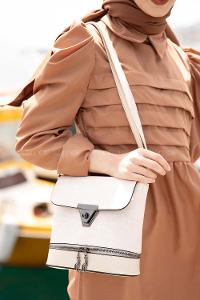 Modalamelif  Eva  Fermurlı Çanta Krem