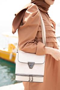 Modalamelif  Eva  Fermurlı Çanta Krem