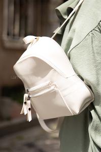 Modalamelif Fermur Detaylı Sırt çantası Beyaz