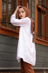 Modalamelif Gizli Cepli Gömlek Beyaz