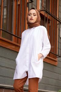 Modalamelif Gizli Cepli Gömlek Beyaz