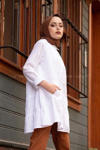 Modalamelif Gizli Cepli Gömlek Beyaz