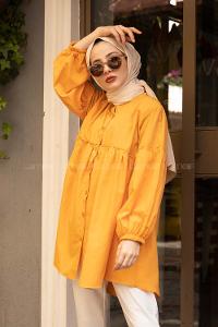 Modalamelif Hakim Yaka Fırfırlı Tunik Hardal Sarısı