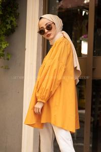 Modalamelif Hakim Yaka Fırfırlı Tunik Hardal Sarısı