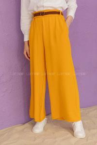 Modalamelif Kemerli Salaş Pantolon Hardal Sarısı