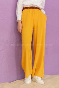 Modalamelif Kemerli Salaş Pantolon Hardal Sarısı