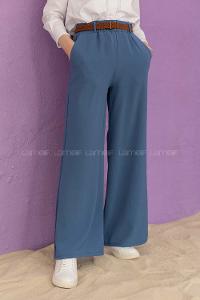 Modalamelif Kemerli Salaş Pantolon İndigo