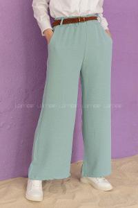 Modalamelif Kemerli Salaş Pantolon Mint Yeşili