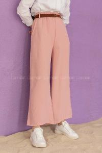 Modalamelif Kemerli Salaş Pantolon Pudra