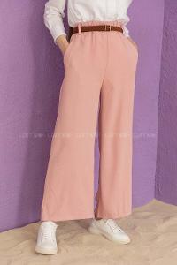 Modalamelif Kemerli Salaş Pantolon Pudra