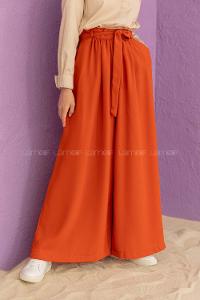 Modalamelif Kuşaklı Salaş Pantolon Kiremit