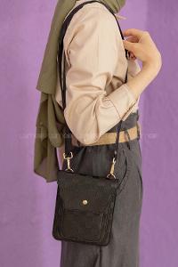 Modalamelif  Messenger Dama Desen Çanta Siyah