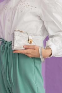 Modalamelif metalik kitli cüzdan Gri