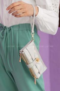 Modalamelif metalik kitli cüzdan Gri