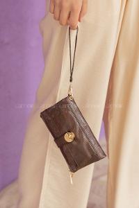 Modalamelif  metalik kitli cüzdan kahverengi