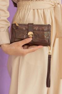 Modalamelif  metalik kitli cüzdan kahverengi