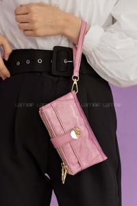 Modalamelif Metalik Kitli Cüzdan Pembe