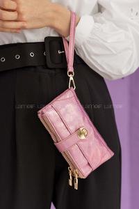 Modalamelif Metalik Kitli Cüzdan Pembe