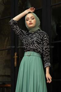 Modalamelif Soyut Desen Gömlek Siyah