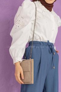 Modalamelif  Zincir Askılı Messenger Çanta Vizonrengi