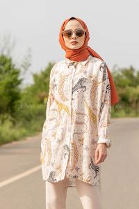 Modalamelif Animal Desen Gömlek Gömlek Ekru