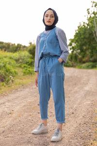 Modalamelif Bel Lastikli Slopet Açık Mavi