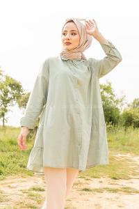 Modalamelif Gizli Cepli Gömlek Çağla Yeşili
