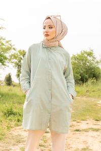 Modalamelif Gizli Cepli Gömlek Çağla Yeşili