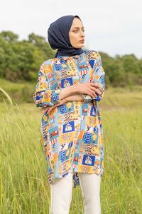 Modalamelif Good Baskılı Gömlek Mavi