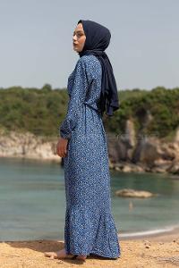 Modalamelif Leopar Desenli Elbise İndigo