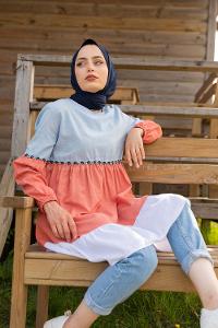 Modalamelif Parça Renklli Tunik Bebe Mavisi