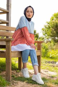 Modalamelif Parça Renklli Tunik Bebe Mavisi