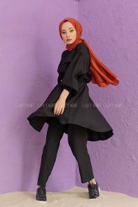 Modalamelif Bel Bağlamalı İkili Takım Siyah