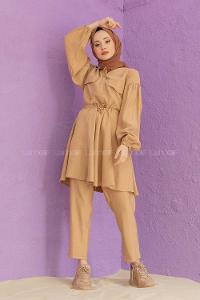 Modalamelif Bel Bağlamalı İkili Takım Sütlü Kahve