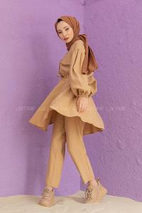Modalamelif Bel Bağlamalı İkili Takım Sütlü Kahve