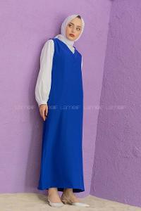 Modalamelif Duble Krep Jile Saks Mavisi