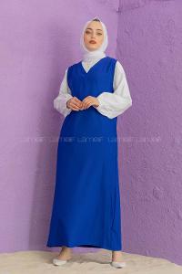 Modalamelif Duble Krep Jile Saks Mavisi